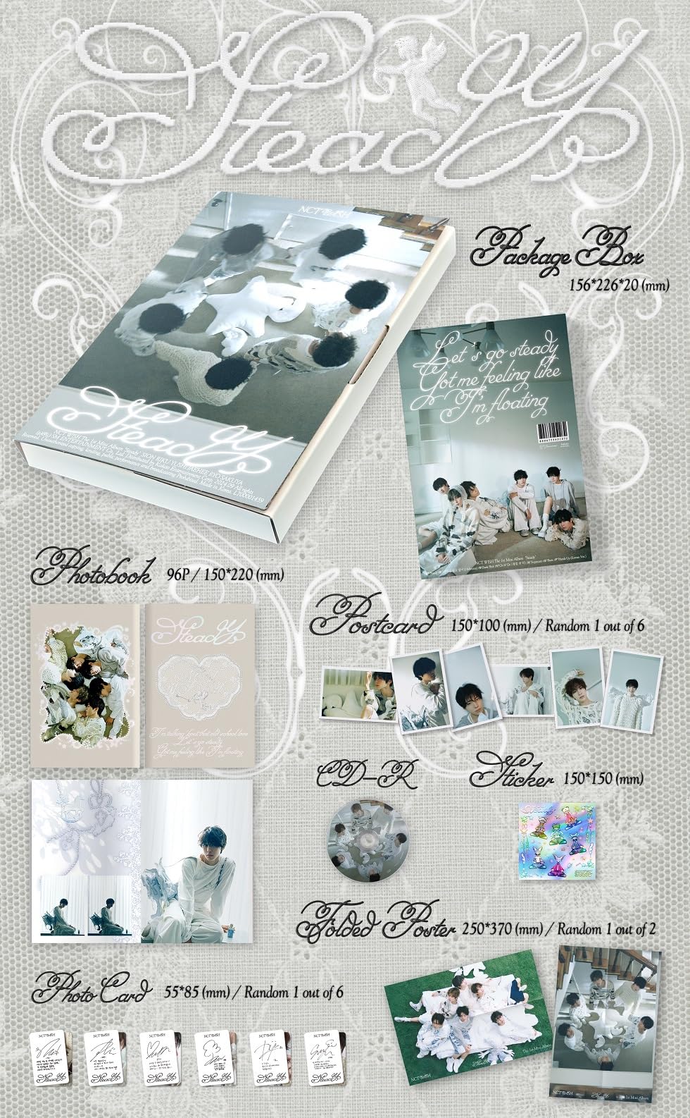NCT WISH Steadyアルバム ユウシセット NCT WISH 1St Mini Album STEADY 3p Set (2Photobooks+1Keyring